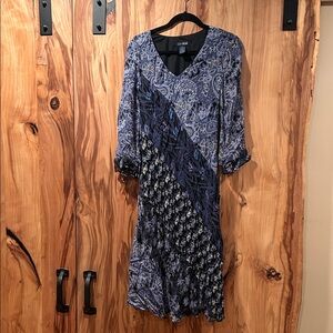 Vintage Patterned Dress with Sequins and beads